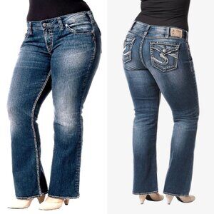 Silver Jeans Suki Surplus Curvy Bootcut Flap Pocket Jean sz 18 inseam 34